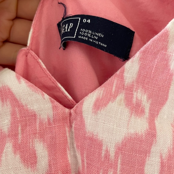 GAP 100% Linen Pink Patterned Dress with Pockets - Picture 10 of 13